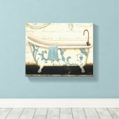 Witte en Blauwe Bath Tub Canvas Afdruk (Insitu (Houten vloer))