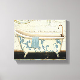 Witte en Blauwe  Bath Tub Canvas Afdruk