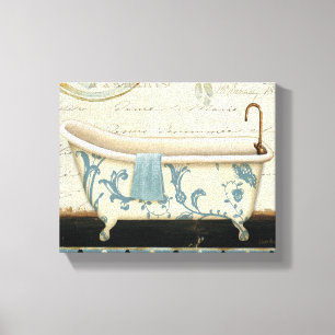 Witte en Blauwe  Bath Tub Canvas Afdruk