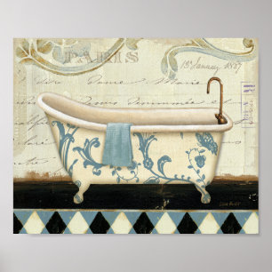 Witte en Blauwe  Bath Tub Poster
