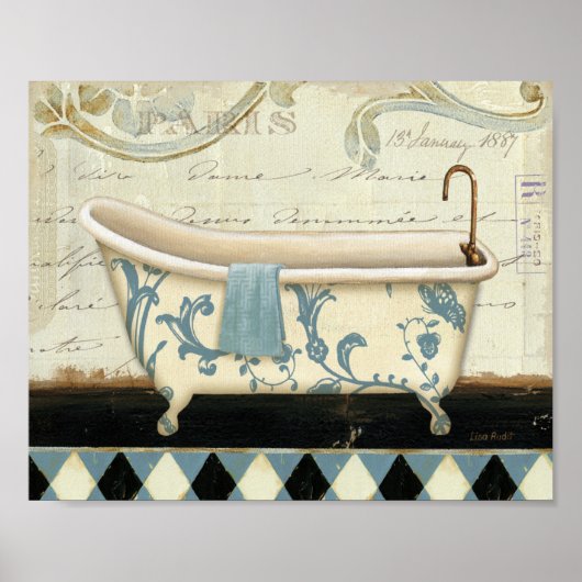 Witte en Blauwe  Bath Tub Poster (Voorkant)