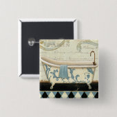 Witte en Blauwe  Bath Tub Vierkante Button 5,1 Cm (Voorkant /achterkant)