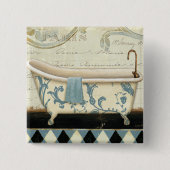 Witte en Blauwe  Bath Tub Vierkante Button 5,1 Cm (Voorkant)