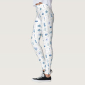 Witte en blauwe bloem leggings (Links)