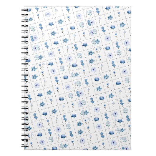 Witte en blauwe bloem notitieboek (Voorkant)