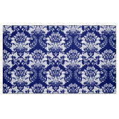 Witte en blauwe  bloemdamast stof (Fat Quarter)