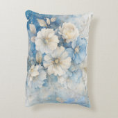 Witte en blauwe bloemen  accent kussen (Achterkant (Verticaal))