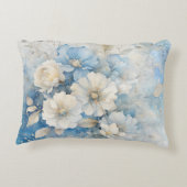 Witte en blauwe bloemen  accent kussen (Achterkant)