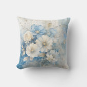 Witte en Blauwe Bloemen Kussen (Voorkant)