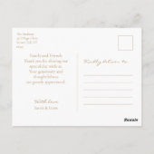 Witte en blauwe bloemenbruiloft dank u briefkaart (Achterkant)