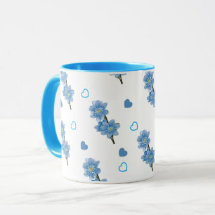 Witte en blauwe bloemencoffiemok mok