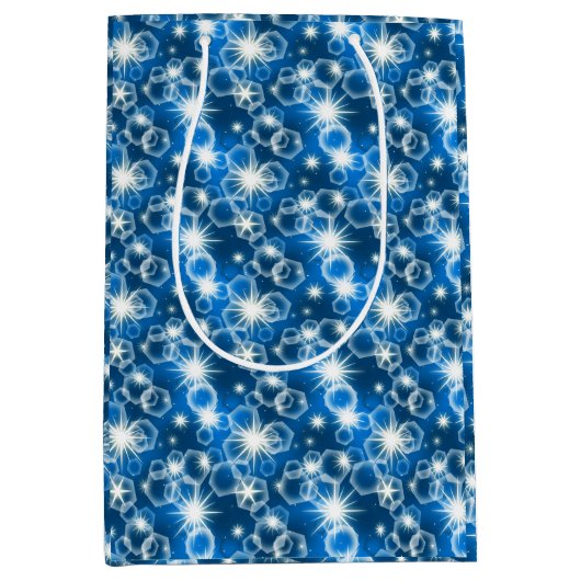 Witte en blauwe bokeh medium cadeauzakje (Voorkant)