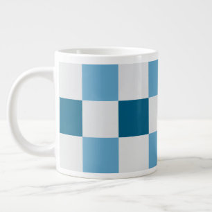 Witte en blauwe Checkerboard Patroon Square Sticke Grote Koffiekop