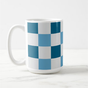 Witte en blauwe Checkerboard Patroon Square Sticke Koffiemok