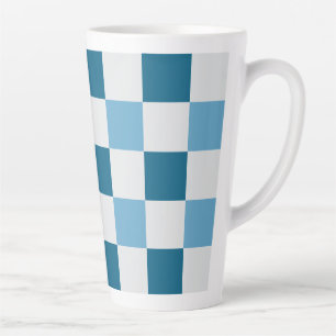 Witte en blauwe Checkerboard Patroon Square Sticke Latte Mok