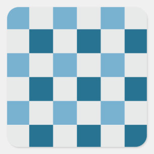 Witte en blauwe Checkerboard Patroon Square Sticke Vierkante Sticker