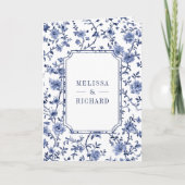 Witte en blauwe chinoiserie kam QR-code bruiloft (Voorkant)