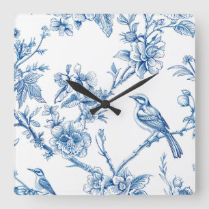 Witte en blauwe chinoiserie wandklok