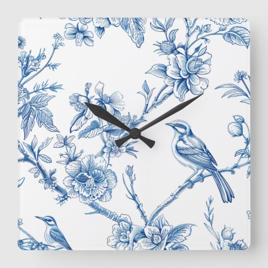Witte en blauwe chinoiserie wandklok (Voorkant)