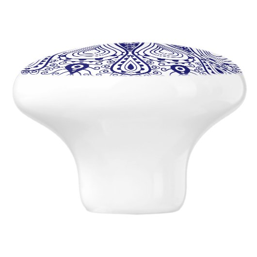 witte en blauwe cirkelzijde keramische knop (Zijkant)