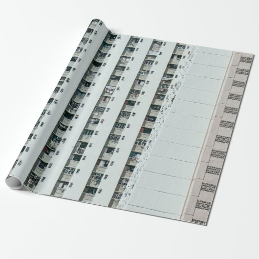 WITTE EN BLAUWE CONCRETE BOUW CADEAUPAPIER (Uitgerold)