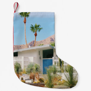 WITTE EN BLAUWE CONCRETE BOUW NEAIRE GROENBOMEN KLEINE KERSTSOK