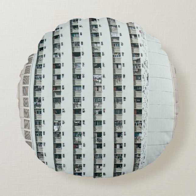 WITTE EN BLAUWE CONCRETE BOUW ROND KUSSEN (Voorkant)