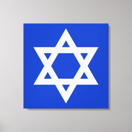 Witte en blauwe davidster canvas afdruk (Voorkant)