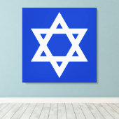 Witte en blauwe davidster canvas afdruk (Insitu (Houten vloer))