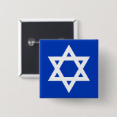 Witte en blauwe davidster vierkante button 5,1 cm (Voorkant /achterkant)