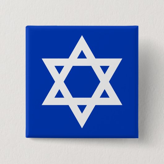 Witte en blauwe davidster vierkante button 5,1 cm (Voorkant)