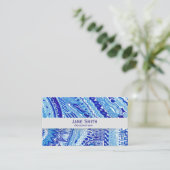 Witte en blauwe doodle patroon moderne trendy visitekaartje (Staand voorkant)