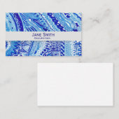 Witte en blauwe doodle patroon moderne trendy visitekaartje (Voorkant / Achterkant)