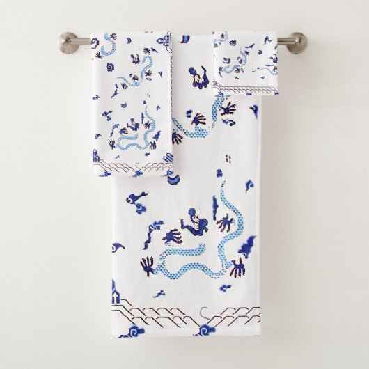 Witte en blauwe draak bad handdoek (Insitu)