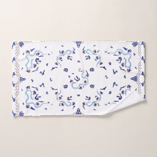 Witte en blauwe draak bad handdoek (Handdoek)