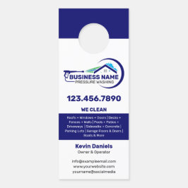 Witte en blauwe druk wassen diensten deurhanger