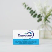 Witte en blauwe druk wassen diensten visitekaartje (Staand voorkant)