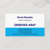 Witte en blauwe druk wassen diensten visitekaartje (Achterkant)