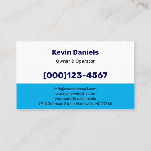Witte en blauwe druk wassen diensten visitekaartje (Achterkant)