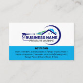 Witte en blauwe druk wassen diensten visitekaartje (Voorkant)