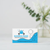 Witte en blauwe druk wassen huis schoonmaken visitekaartje (Staand voorkant)