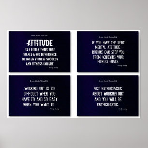 Witte en blauwe fitness citeert met Attitude! Poster
