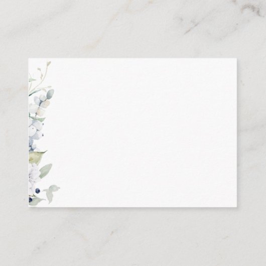 Witte en Blauwe Floral Chic Wedding Website White Informatiekaartje (Achterkant)