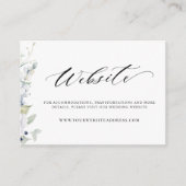 Witte en Blauwe Floral Chic Wedding Website White Informatiekaartje (Voorkant)