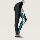 Witte en Blauwe Floral Leggins Leggings (Rechts)