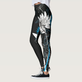 Witte en Blauwe Floral Leggins Leggings