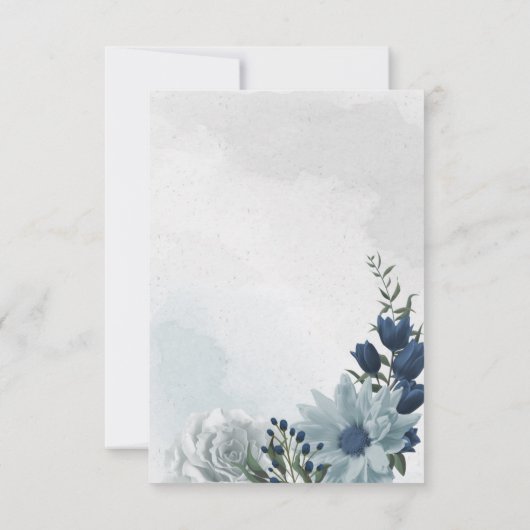 witte en blauwe florale griep bedankkaart (Achterkant)