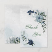 witte en blauwe florale griep bedankkaart (Voorkant / Achterkant)