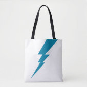Witte en blauwe geometrische bliksemschicht tote bag (Voorkant)