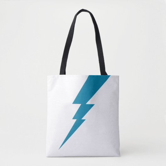 Witte en blauwe geometrische bliksemschicht tote bag (Voorkant)